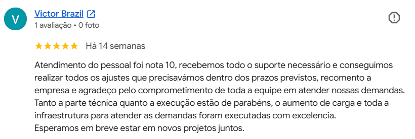 Avaliação de cliente da MRX no Google — 1