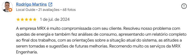 Avaliação de cliente da MRX no Google — 8