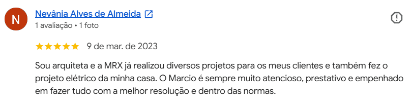 Avaliação de cliente da MRX no Google — 9