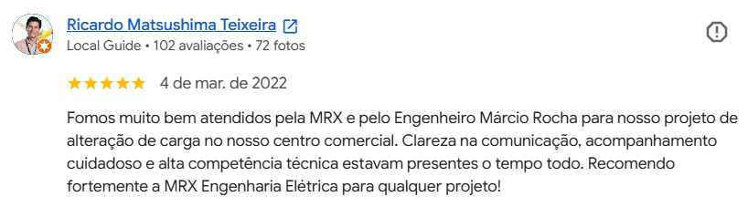 Avaliação de cliente da MRX no Google — 10